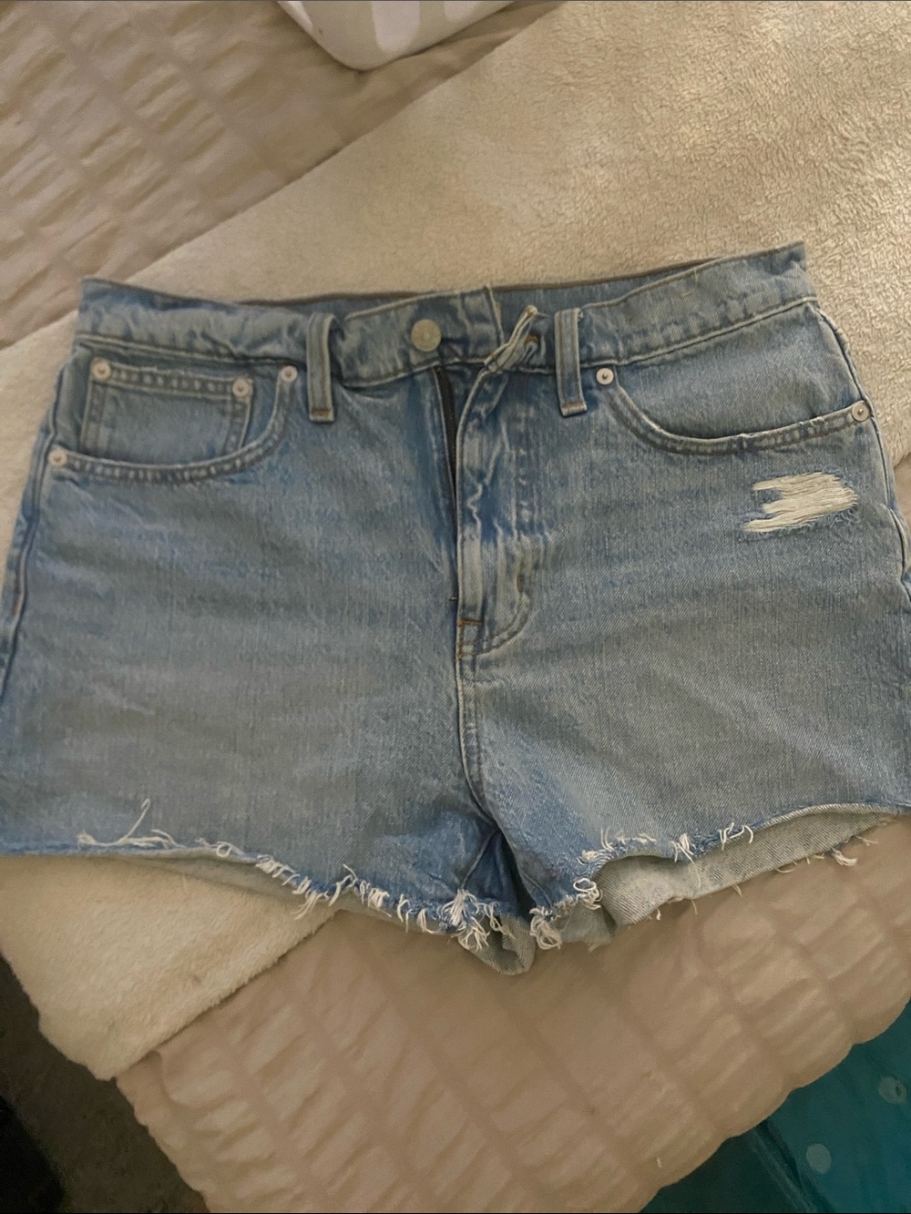 Madewell Light Blue Distressed Denim Cutoff Shorts